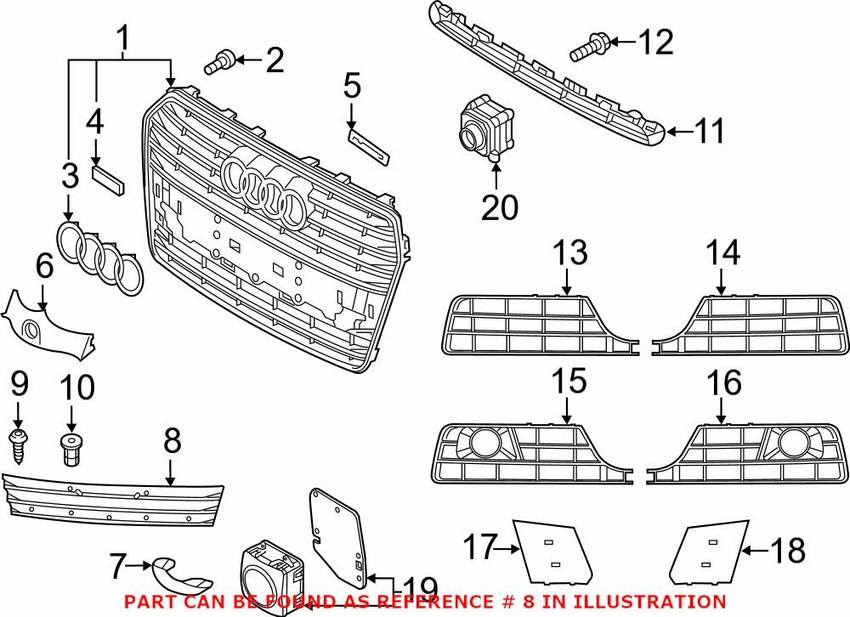 Audi License Plate Frame - Front 4G8807287LT94